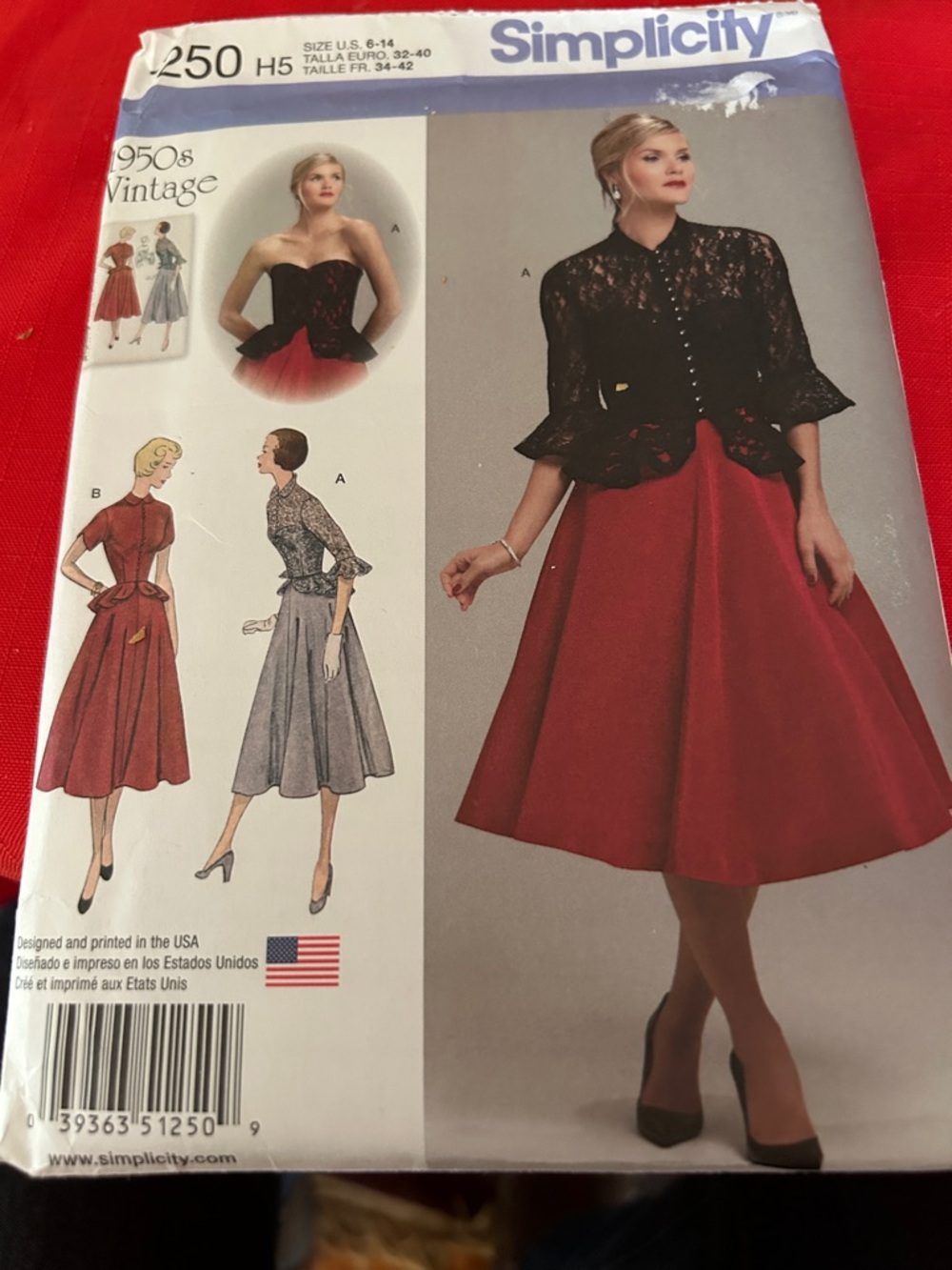 Simplicity Red Full Circle Skirt Pattern
